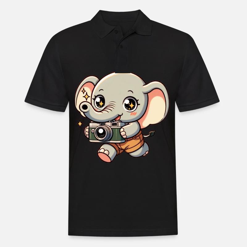 Photographie d’éléphant petit éléphant Shutterbug - Polo Homme - noir