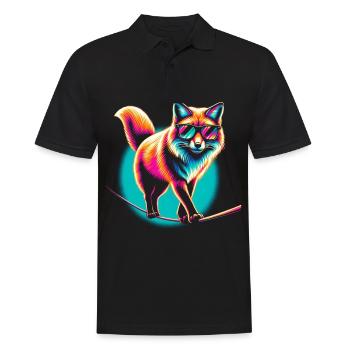 Fuchs Slackline - Männer Poloshirt - Schwarz - Vorne - Kai (181cm)
