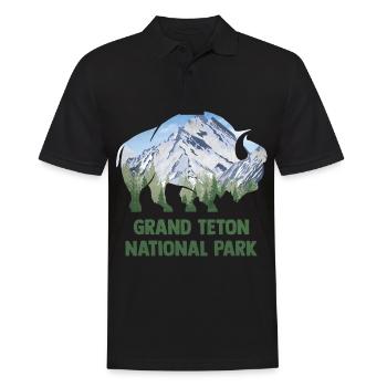USA Amerika Nationalpark - Männer Poloshirt - Schwarz - Vorne - Kai (181cm)