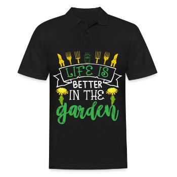 Gardener in the garden Hobby gardener cares for plants - Men's Polo Shirt - black - Front - Kai (181cm)