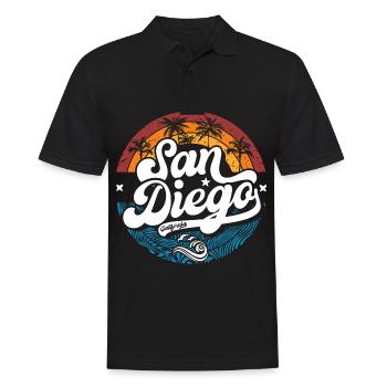 San Diego, Californie, West Coast Summer Surfers - Polo Homme - noir - Devant - Kai (181cm)
