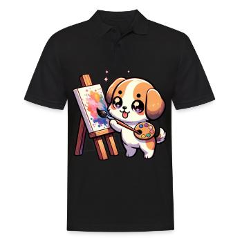 Hund Malerei Künstlerischer Welpe Strampler Design - Männer Poloshirt - Schwarz - Vorne - Kai (181cm)