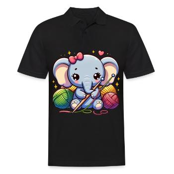Éléphant tricot câlin éléphant vêtements Art - Polo Homme - noir - Devant - Kai (181cm)