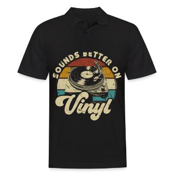 Schallplatte Vinyl Musik Plattenspieler retro - Männer Poloshirt - Schwarz - Vorne - Kai (181cm)