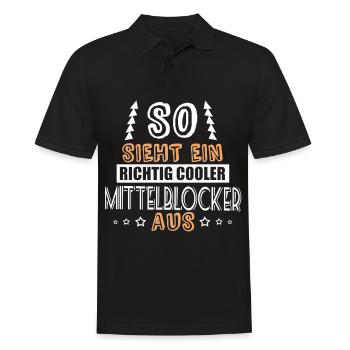 so sieht ein richtig cooler Mittelblocker aus - Männer Poloshirt - Schwarz - Vorne - Kai (181cm)