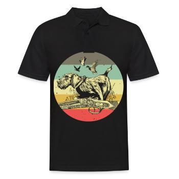 Motif allemand de chasseur de chien à poil de fil - Polo Homme - noir - Devant - Kai (181cm)