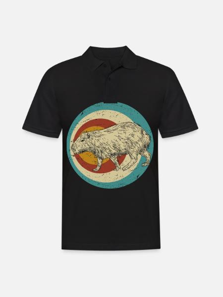 Capybara capybara rétro rongeur animal drôle - Polo Homme - noir