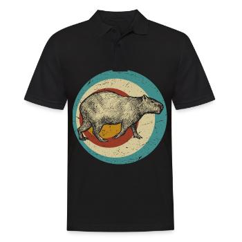 Capybara Wasserschwein retro Nagetier Tier lustig - Männer Poloshirt - Schwarz - Vorne - Kai (181cm)