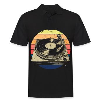 Schallplatte Vinyl Musik Plattenspieler retro - Männer Poloshirt - Schwarz - Vorne - Kai (181cm)
