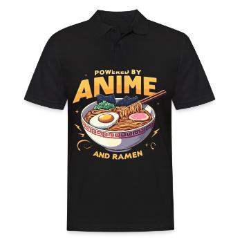 Powered By Anime And Ramen - Männer Poloshirt - Schwarz - Vorne - Kai (181cm)
