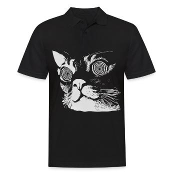 Stylische Katzenkopf-Silhouette - Männer Poloshirt - Schwarz - Vorne - Kai (181cm)