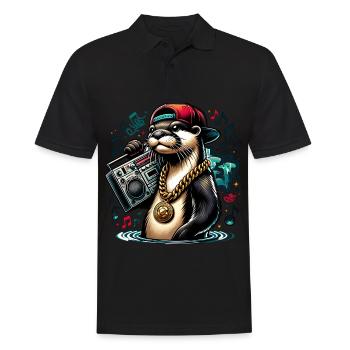 Loutre Hip Hop Avec Boombox Et Chaîne - Polo Homme - noir - Devant - Kai (181cm)