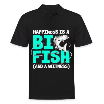Truite Truite étang pêche canne pêcheur Frogfish - Polo Homme - noir - Devant - Kai (181cm)