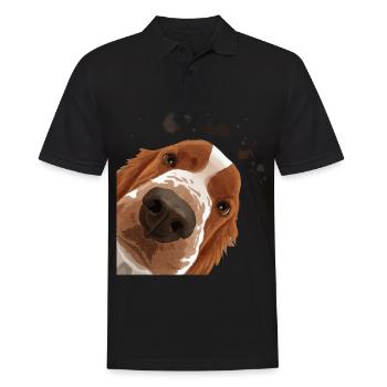 Curious Welsh Springer Spaniel Dog - Men's Polo Shirt - black - Front - Kai (181cm)