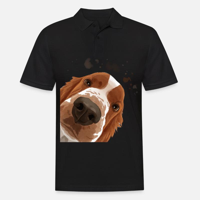 Curious Welsh Springer Spaniel Dog - Men's Polo Shirt - black