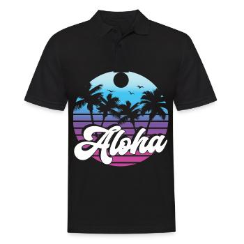 Aloha Surfer Palms Beach Rétro Hawaii Beach années 70 - Polo Homme - noir - Devant - Kai (181cm)