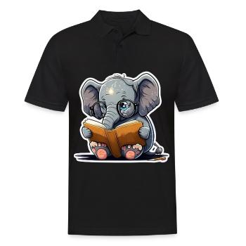 Süßer Elefant Brille Buch Lesen Bücher Leserin - Männer Poloshirt - Schwarz - Vorne - Kai (181cm)