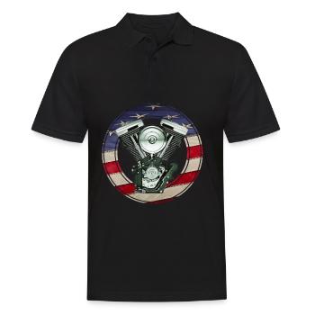 v twin stars and stripes - Men's Polo Shirt - black - Front - Kai (181cm)