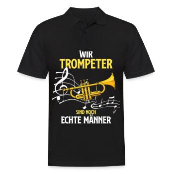 Wir Trompeter sind noch echte Männer Trompete - Männer Poloshirt - Schwarz - Vorne - Kai (181cm)