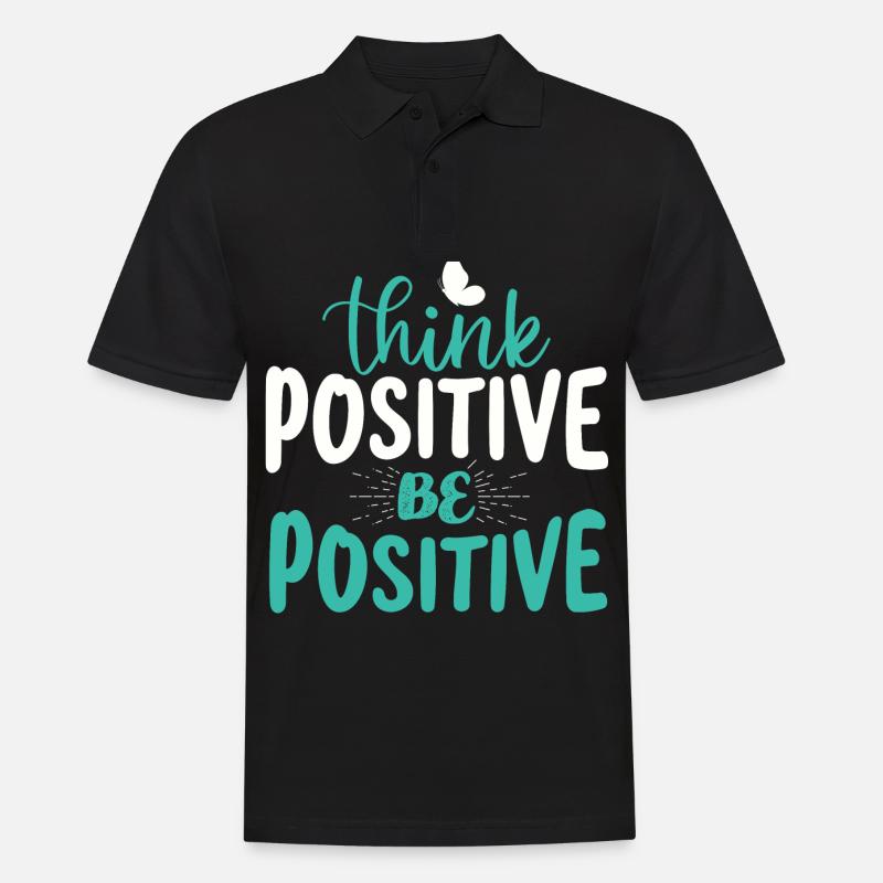 Denk positiv sei positiv - Männer Poloshirt - Schwarz
