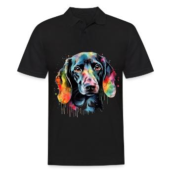 Dackel Hund Teckel Watercolor Art Hundekopf - Männer Poloshirt - Schwarz - Vorne - Kai (181cm)