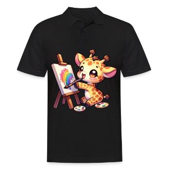 Girafe Peinture Chemise Enfant Artiste à col long - Polo Homme - noir - Devant - Kai (181cm)