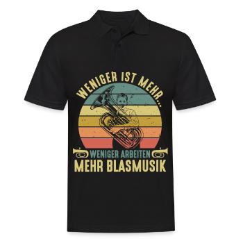 Weniger Arbeiten Mehr Blasmusik Tubaspieler Tuba - Männer Poloshirt - Schwarz - Vorne - Kai (181cm)