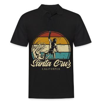 Santa Cruz California Surfer Waves vintage retro - Men's Polo Shirt - black - Front - Kai (181cm)