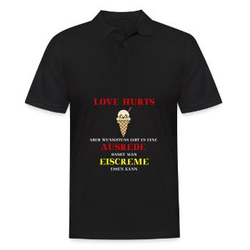 Eis Liebeskummer Eiscreme Geschenkidee lustig - Männer Poloshirt - Schwarz - Vorne - Kai (181cm)