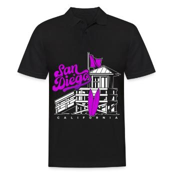 San Diego, Californie, West Coast Summer Surfers - Polo Homme - noir - Devant - Kai (181cm)