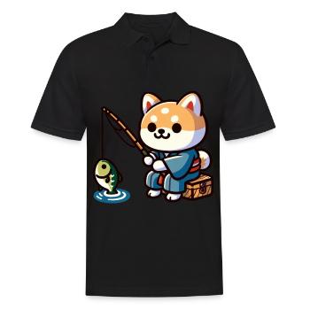 Hund Angeln Hund Angler Kinderzimmer Dekor - Männer Poloshirt - Schwarz - Vorne - Kai (181cm)