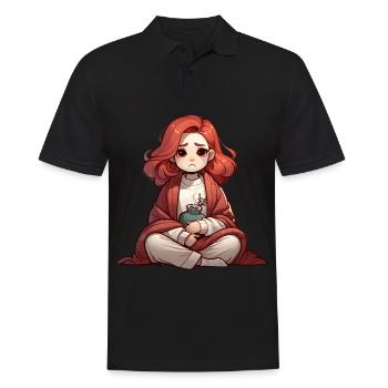 Gemütlicher Moment mit Wärmflasche - Männer Poloshirt - Schwarz - Vorne - Kai (181cm)