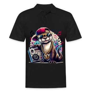 Hip-Hop Otter Mit Boombox - Männer Poloshirt - Schwarz - Vorne - Kai (181cm)