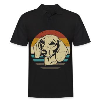 Teckel Race de chien Teckel à poil court Rétro - Polo Homme - noir - Devant - Kai (181cm)