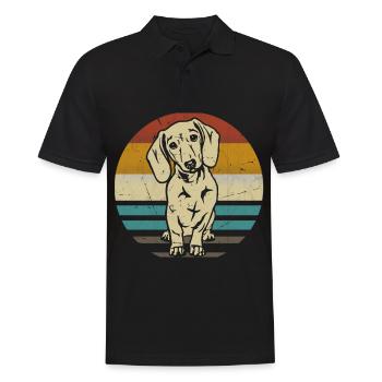 Dackel Hund retro - Männer Poloshirt - Schwarz - Vorne - Kai (181cm)