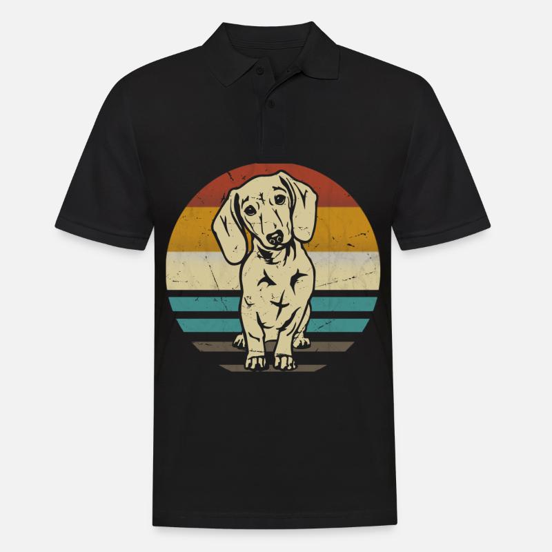 Dackel Hund retro - Männer Poloshirt - Schwarz