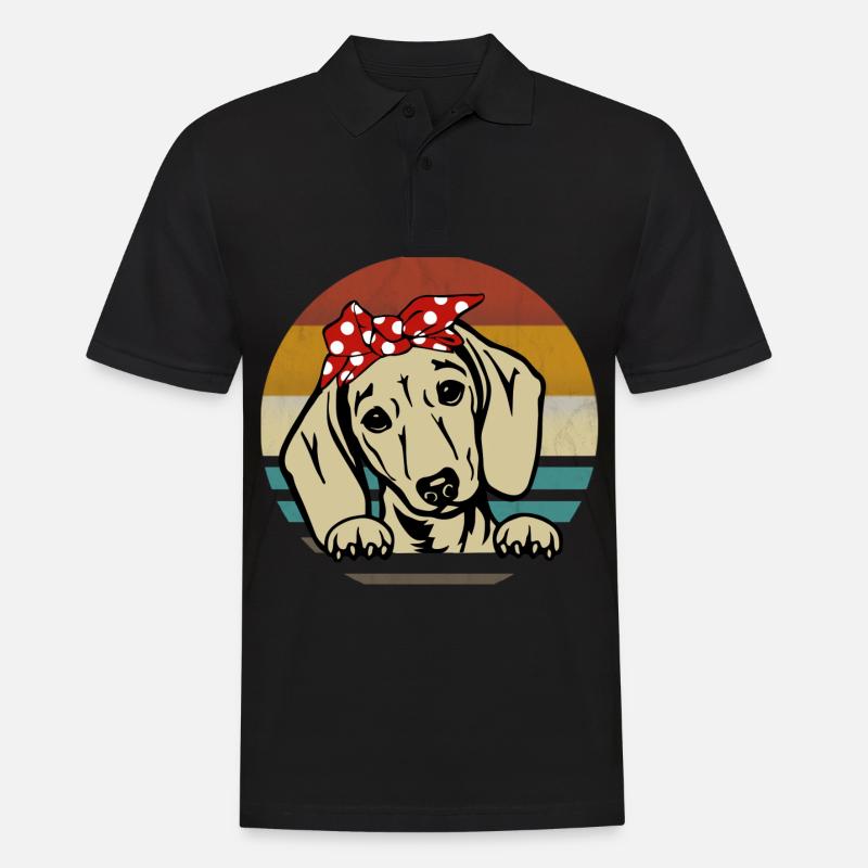 Teckel Race Teckel Teckel 70s 80s rétro - Polo Homme - noir