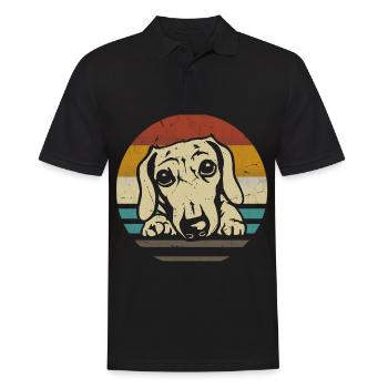 Dackel Welpe Hund - Männer Poloshirt - Schwarz - Vorne - Kai (181cm)