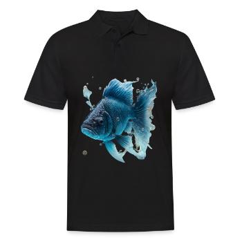 Realistischer Fisch aus Wasser - Männer Poloshirt - Schwarz - Vorne - Kai (181cm)
