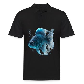 Realistischer Fisch aus Wasser - Männer Poloshirt - Schwarz - Vorne - Kai (181cm)