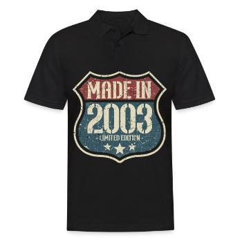 2003 Anniversaire Né En 2003 Rétro Millésime - Polo Homme - noir - Devant - Kai (181cm)