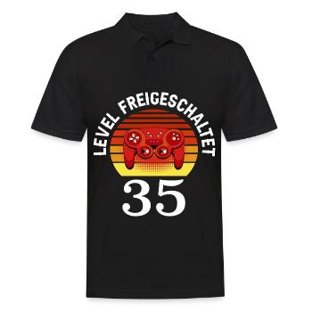 Level 35 Freigeschaltet 35 Geburtstag 35 Jahre alt - Männer Poloshirt - Schwarz - Vorne - Kai (181cm)