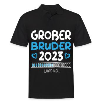 Großer Bruder 2023 Loading Herz - Männer Poloshirt - Schwarz - Vorne - Kai (181cm)