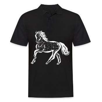 Pferd - Männer Poloshirt - Schwarz - Vorne - Kai (181cm)