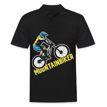 Mountainbiker Herren Damen Kinder Mountainbike - Männer Poloshirt - Schwarz - Vorne - Kai (181cm)