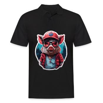 Wild Boar Cool Mignon Casquette de baseball et lunettes de soleil - Polo Homme - noir - Devant - Kai (181cm)