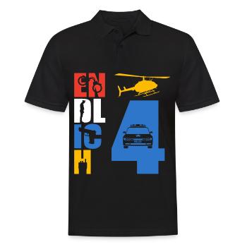 Endlich 4 Polizei - Männer Poloshirt - Schwarz - Vorne - Kai (181cm)