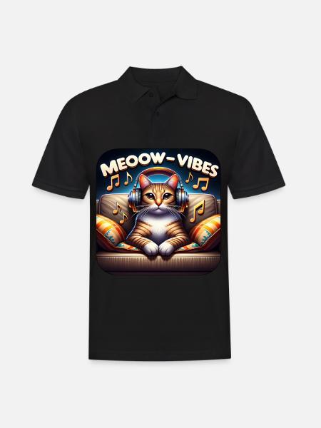 Meoow-Vibes Musical Cat Joy - Men's Polo Shirt - black