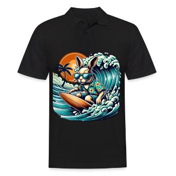 Surf Été Bunny Surfing Adventure - Polo Homme - noir - Devant - Kai (181cm)