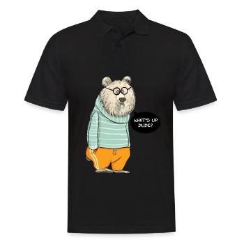 Dude Bear - Männer Poloshirt - Schwarz - Vorne - Kai (181cm)